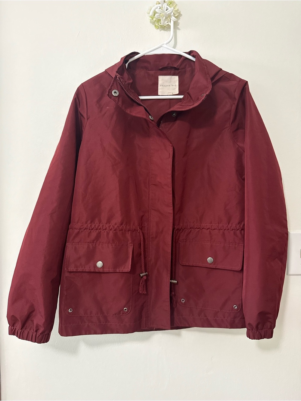 Copper Key Women's Burgundy Hooded Utility Jacket